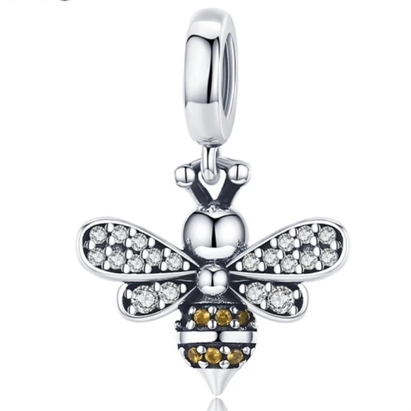 Jewelry - 925 Sterling Silver Bee Charm Pendant Cubic Zircon